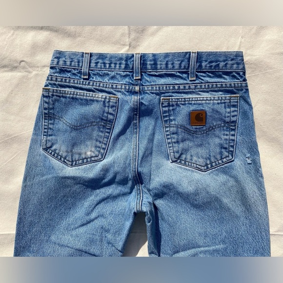 90s Y2K Carhartt Light Wash Men's Denim Traditional Fit Casual Jeans 34x32 - Picture 9 of 11